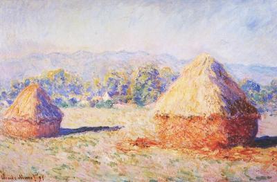 Grainstacks in the sunlight morning effect by monet